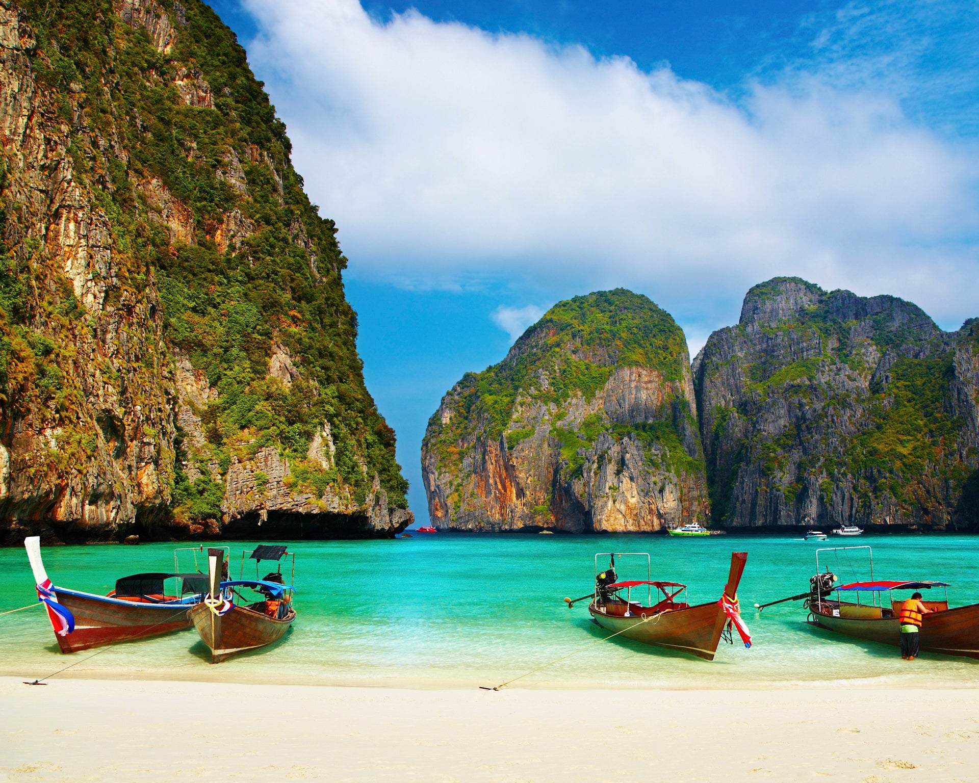 Thailand beach and boats in