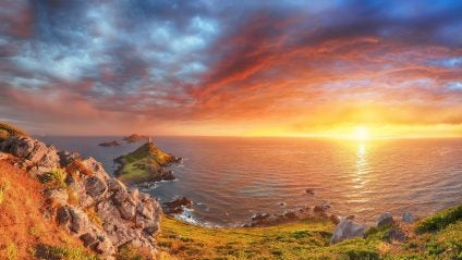 Golden sunlight during an autumn sail in the Mediterranean